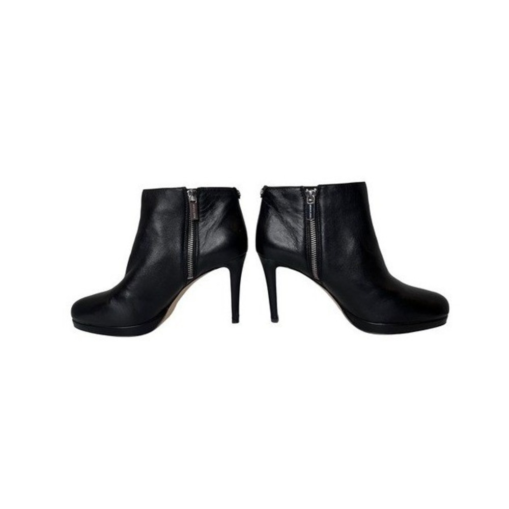 Michael Kors Sammy Black Leather Side Zip Platform Ankle Boots 7.5 Quiet Luxury